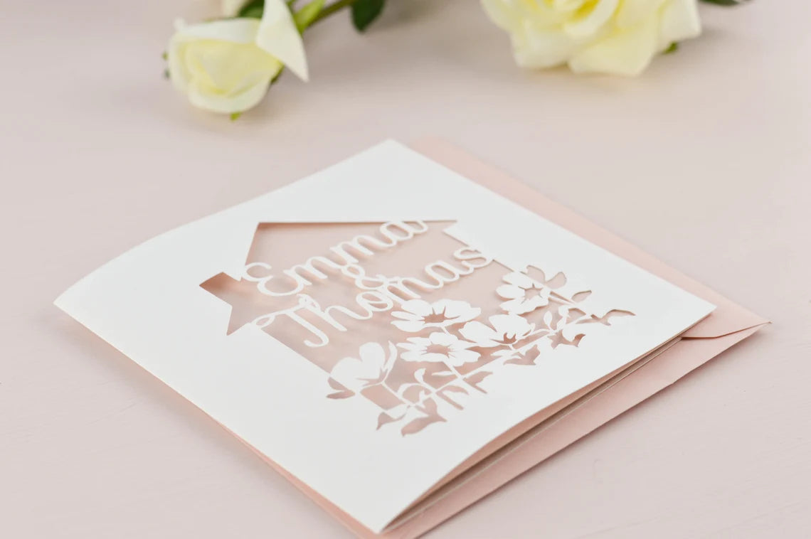 Floral House Papercut Card