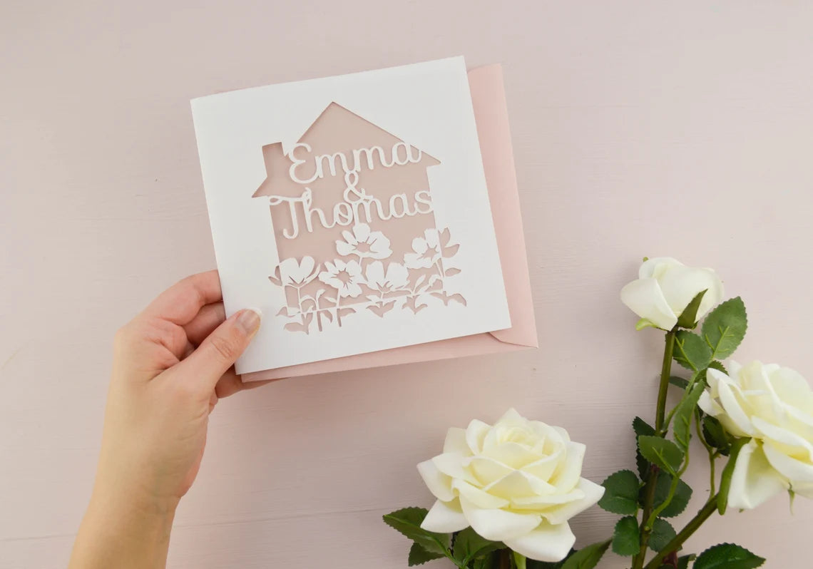 Floral House Papercut Card
