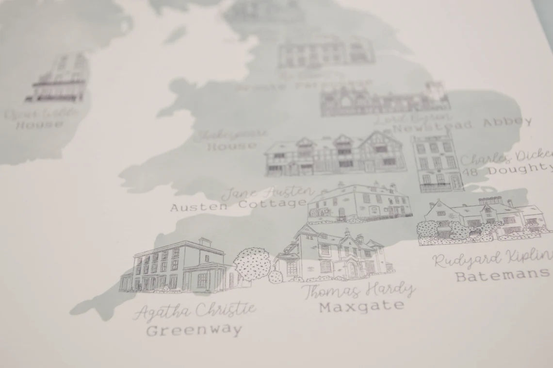 Literary Locations Map Print