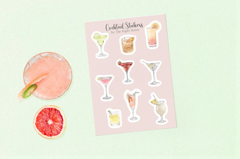 Cocktail Drinks Mini Planner Stickers