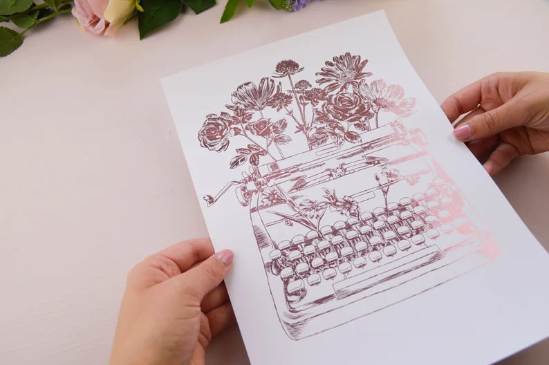 Foil Floral Typewriter Print