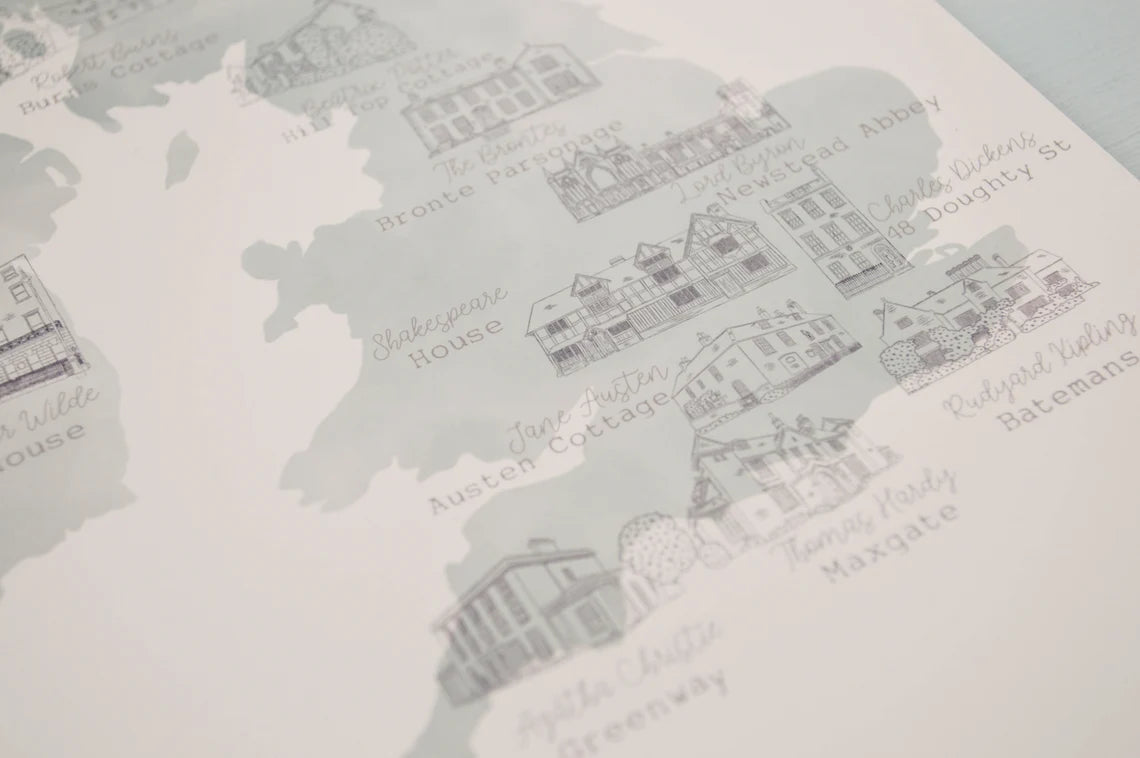 Literary Locations Map Print