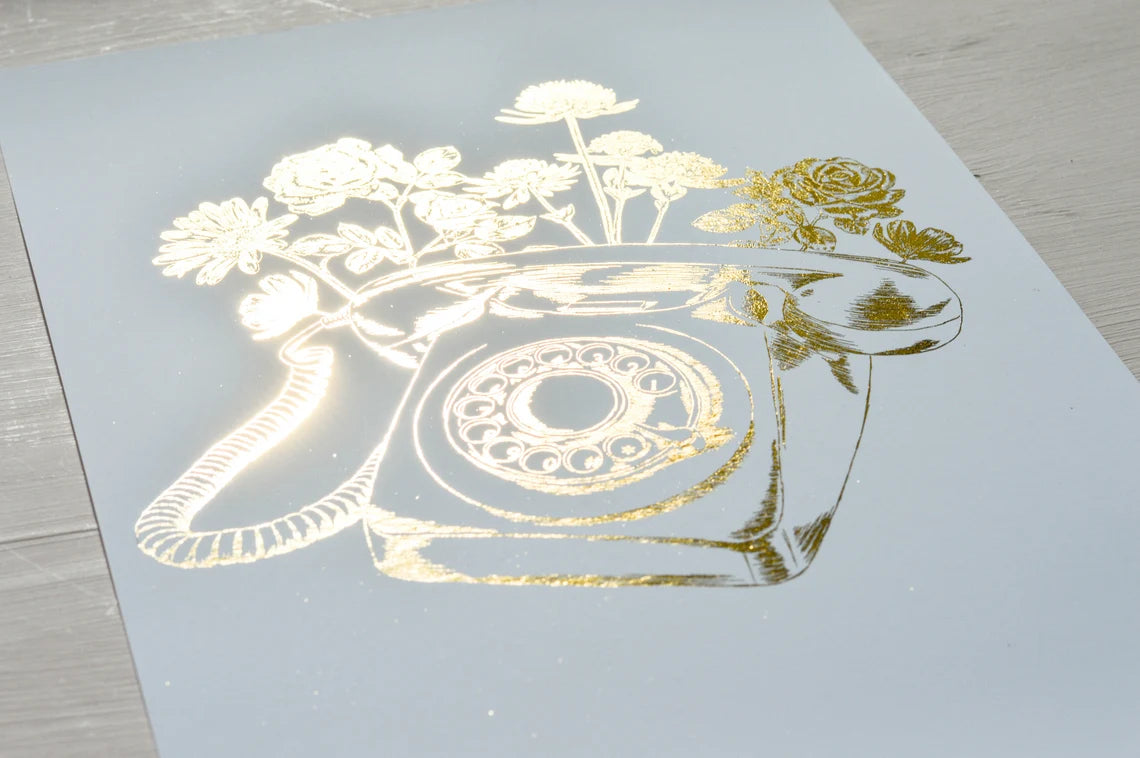 Foil Floral Telephone Print