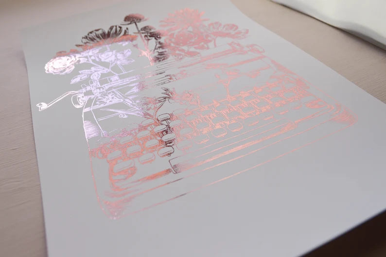 Foil Floral Typewriter Print