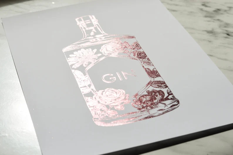 Foil Floral Gin Bottle Print