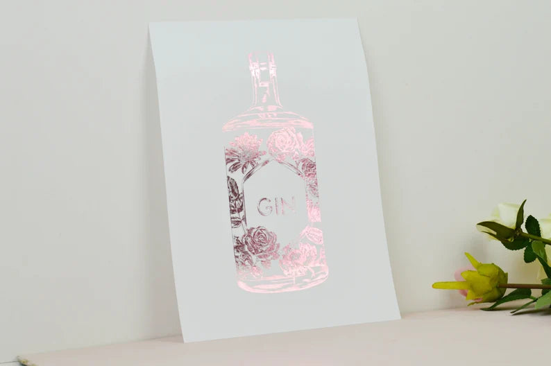 Foil Floral Gin Bottle Print