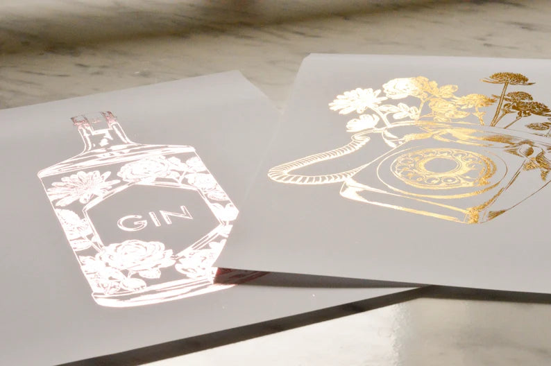 Foil Floral Gin Bottle Print