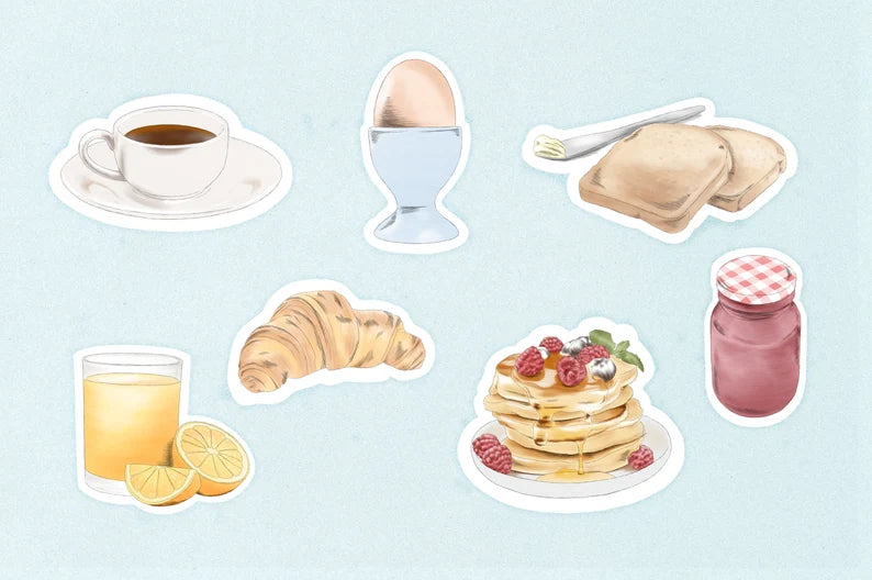 Breakfast Brunch Stickers Large