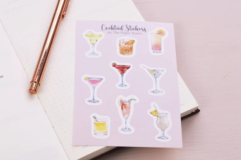 Cocktail Drinks Mini Planner Stickers