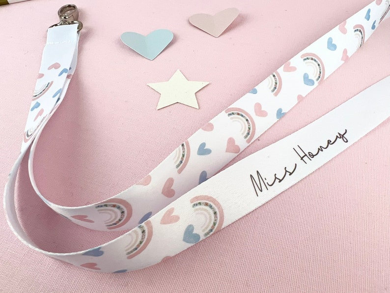 Rainbow Love Hearts Personalised Lanyard