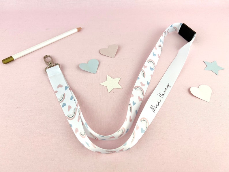 Rainbow Love Hearts Personalised Lanyard