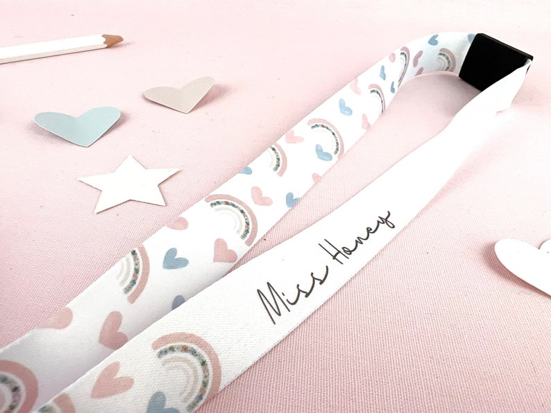 Rainbow Love Hearts Personalised Lanyard