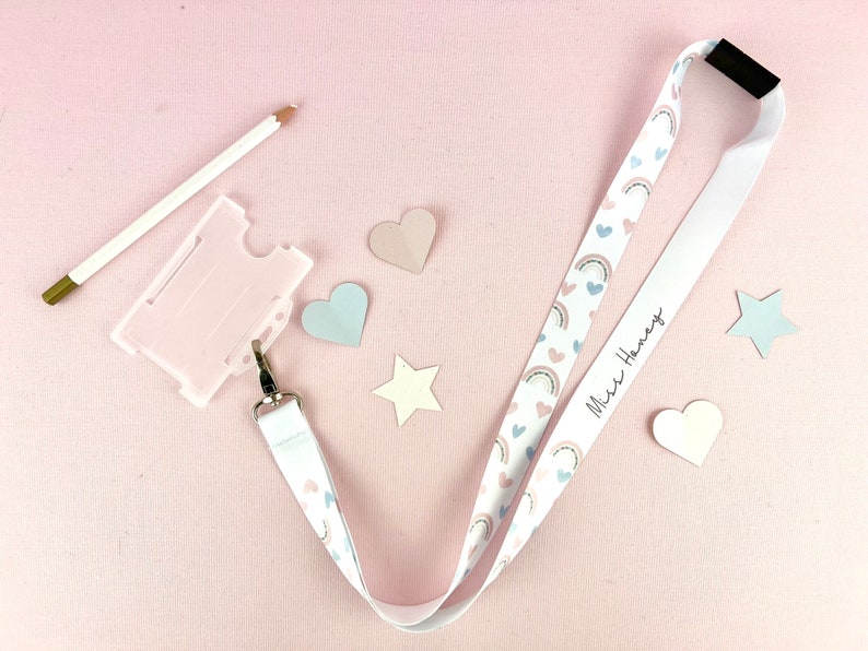 Rainbow Love Hearts Personalised Lanyard