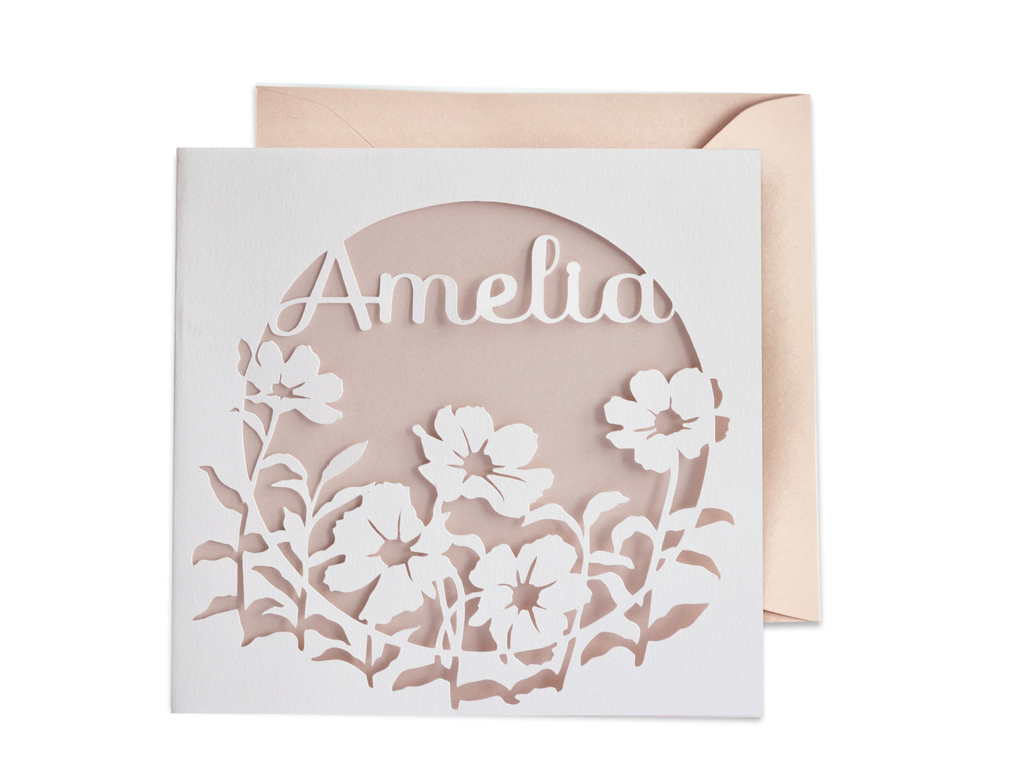 Floral Name Papercut Card