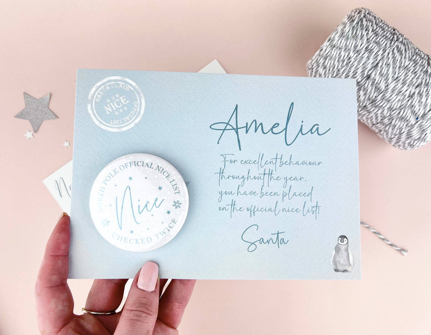 Nice List Badge Postcard Personalised