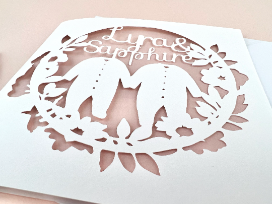 Personalised Twin Baby Grow Papercut Card