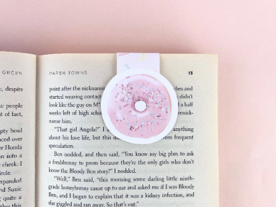 Pink Iced Donut Magnetic Bookmark