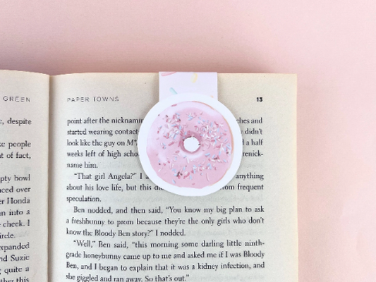 Pink Iced Donut Magnetic Bookmark