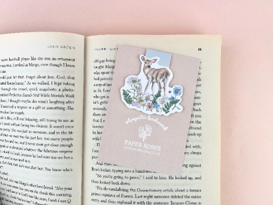Floral Deer Magnetic Bookmark