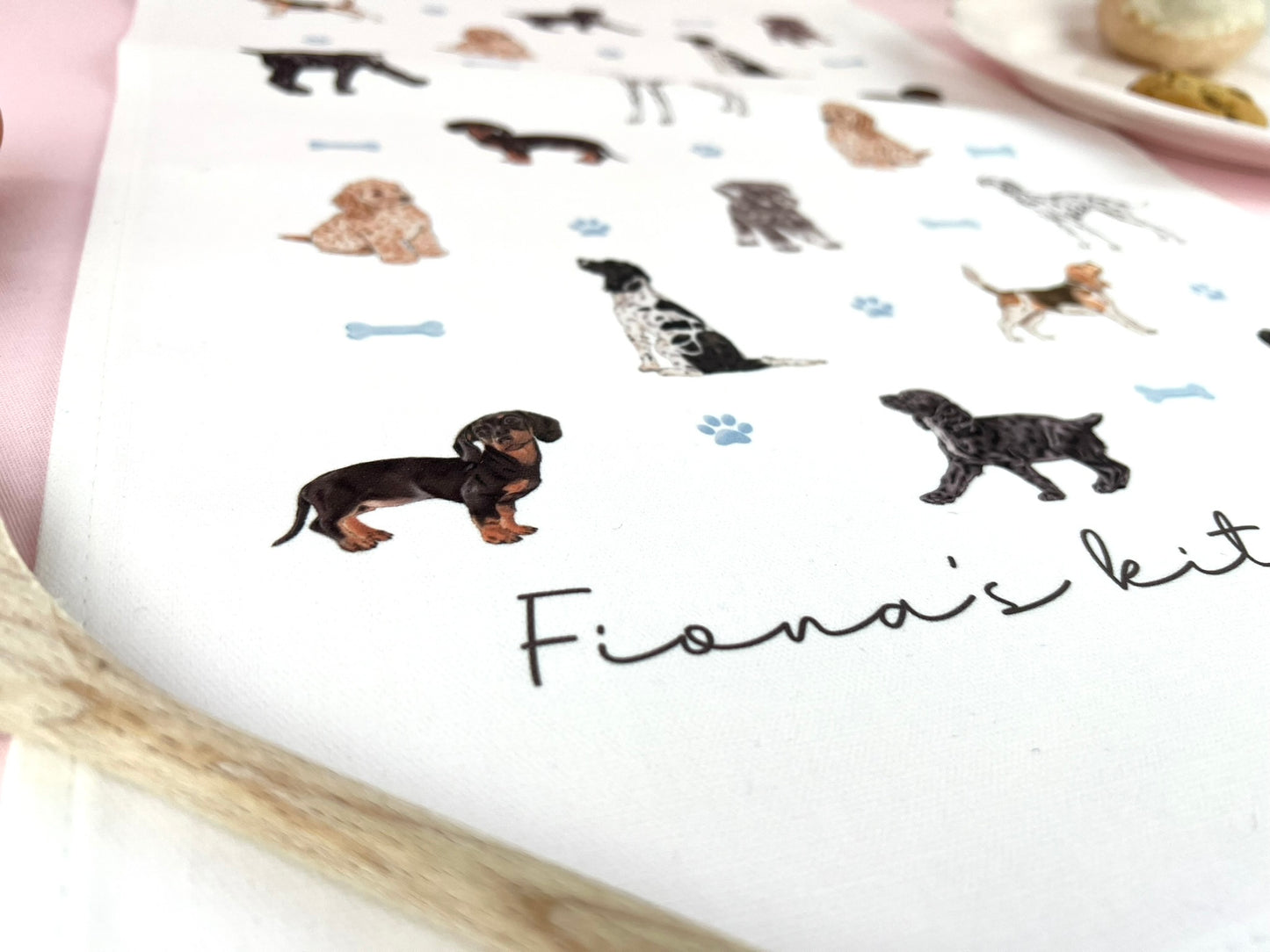 Dogs Personalised Tea Towel