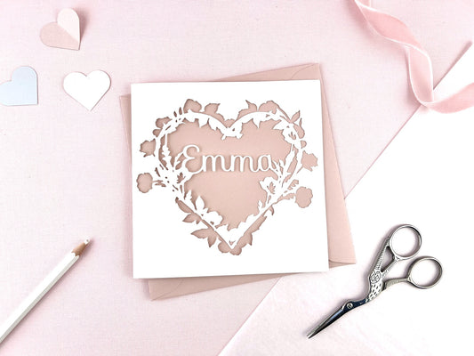 Poppy Flax Name Papercut Card