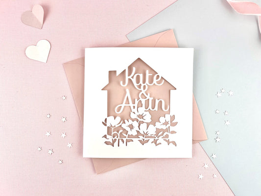 Floral House Papercut Card