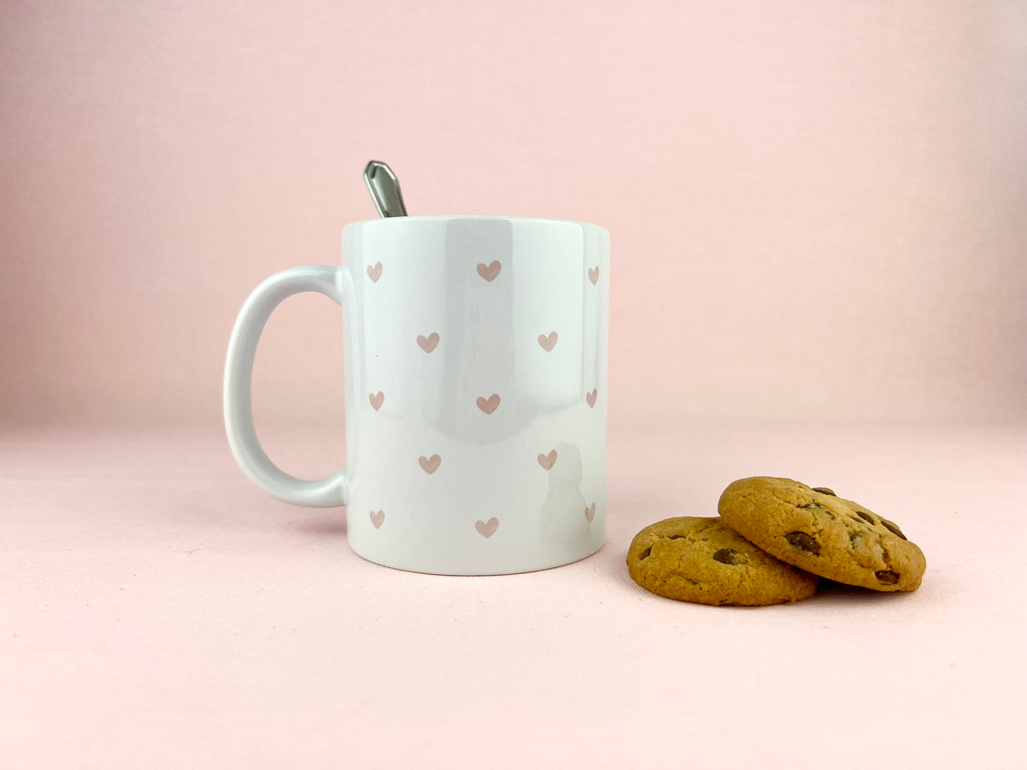 Pink Love Hearts Personalised Mug