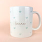 Blue Love Hearts Personalised Mug