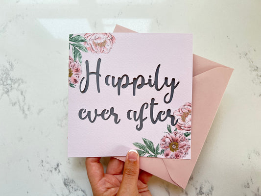 Peonies Happily Ever After Papercut Card