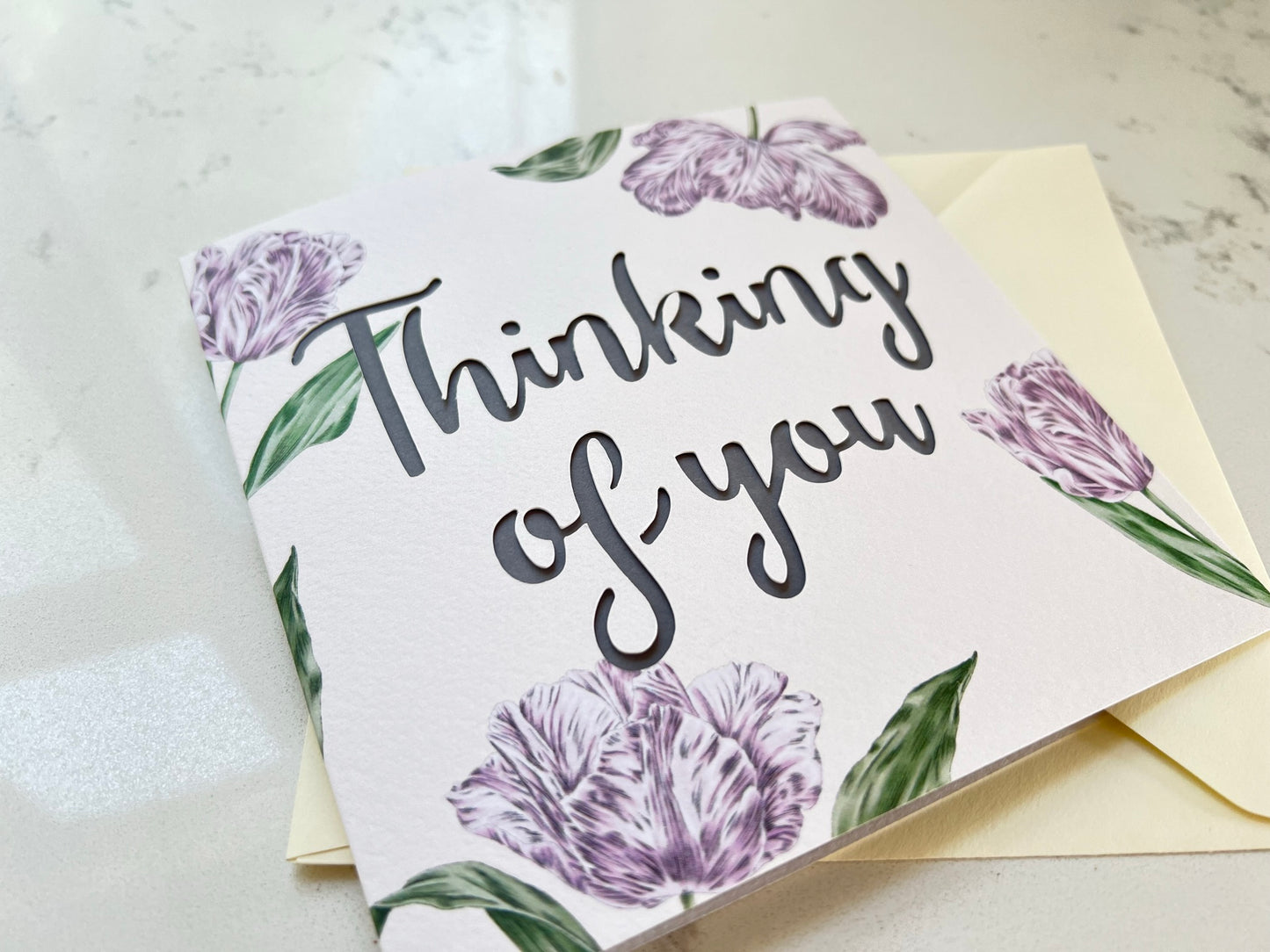 Parrot Tulip Thinking of You Papercut Card