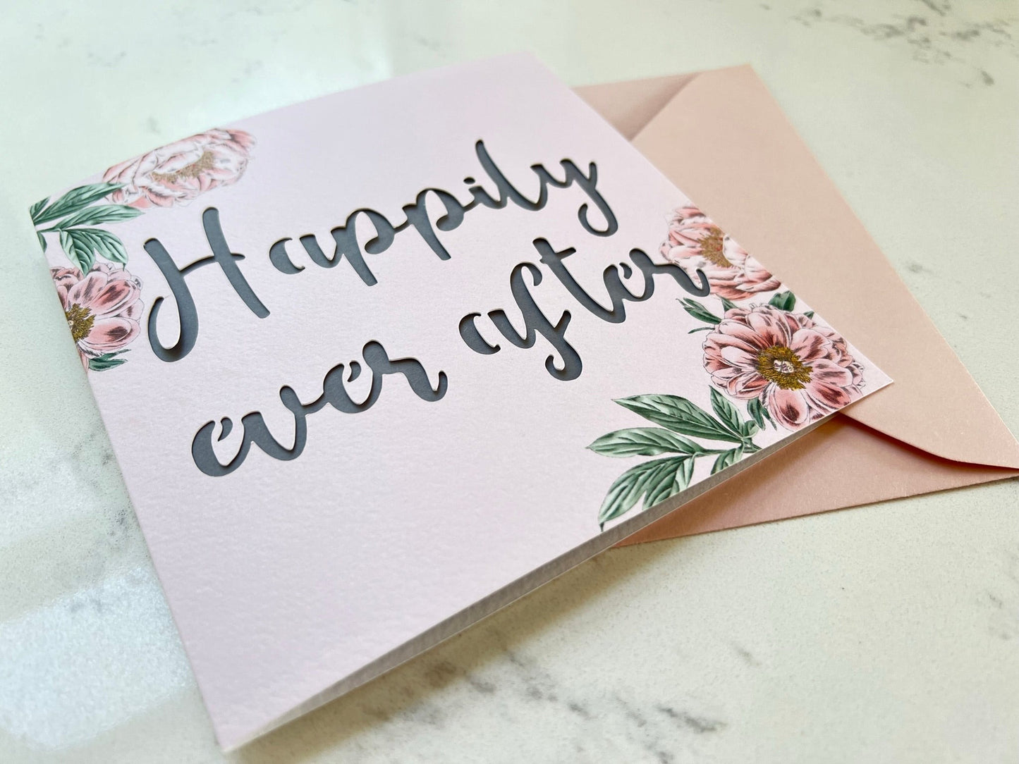 Peonies Happily Ever After Papercut Card