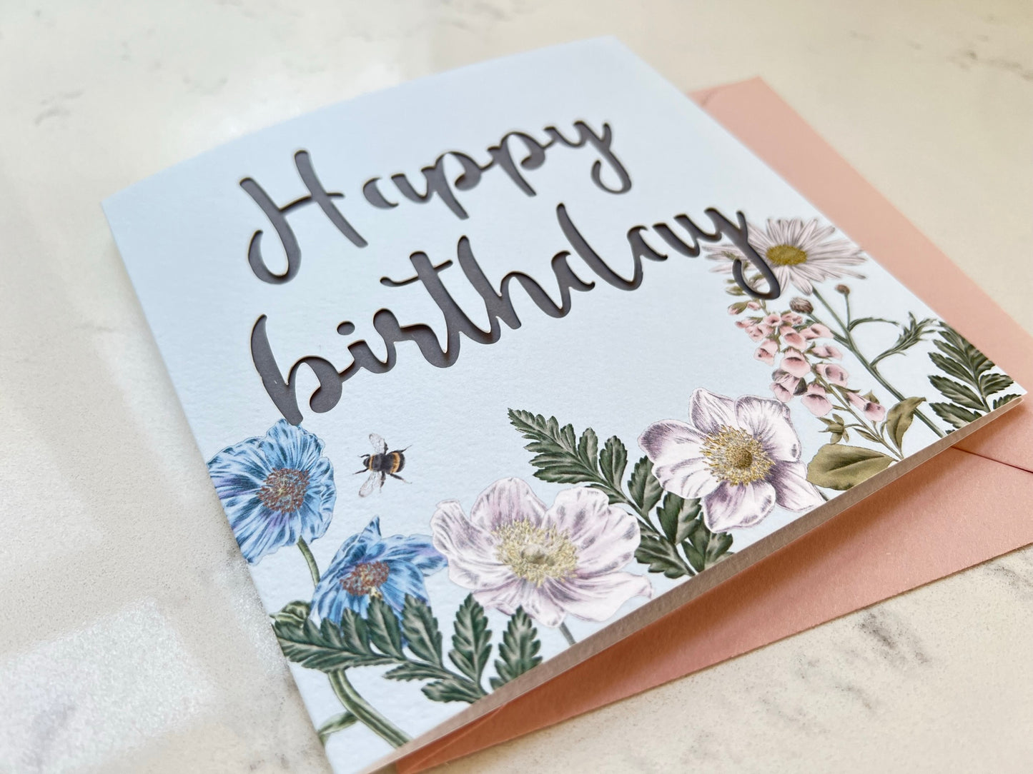 Wildflower Happy Birthday Papercut Card