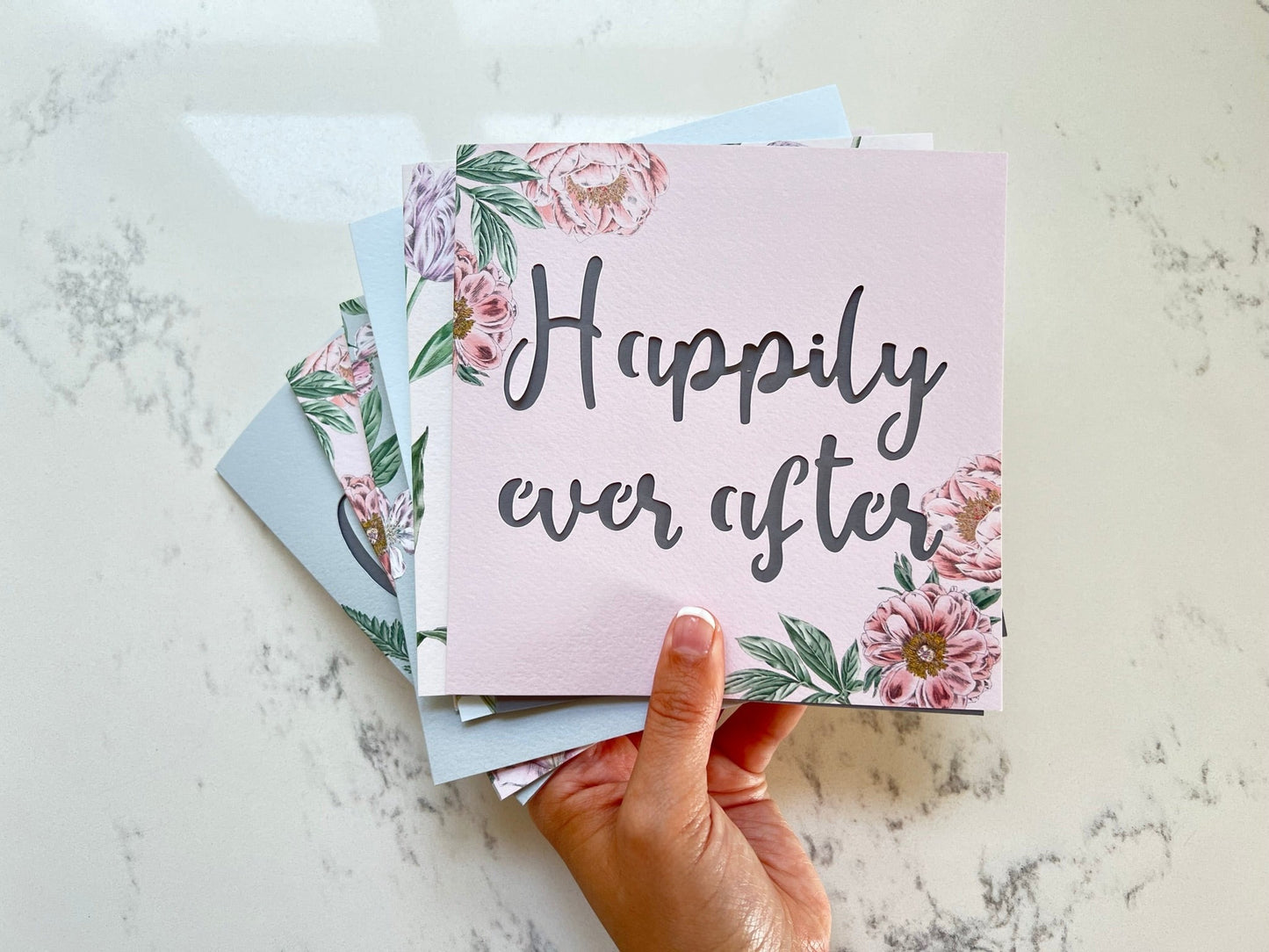 Peonies Happily Ever After Papercut Card
