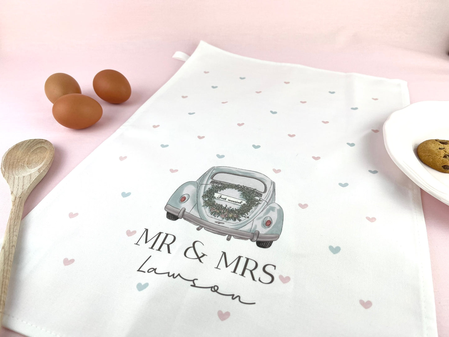 Mr and Mrs Personalised Tea Towel