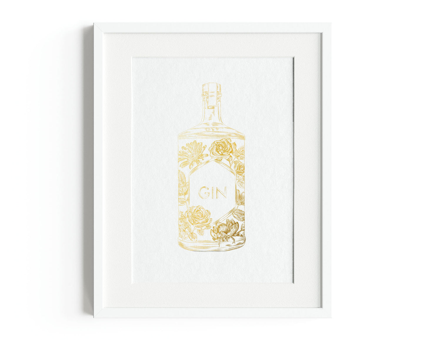 Foil Floral Gin Bottle Print