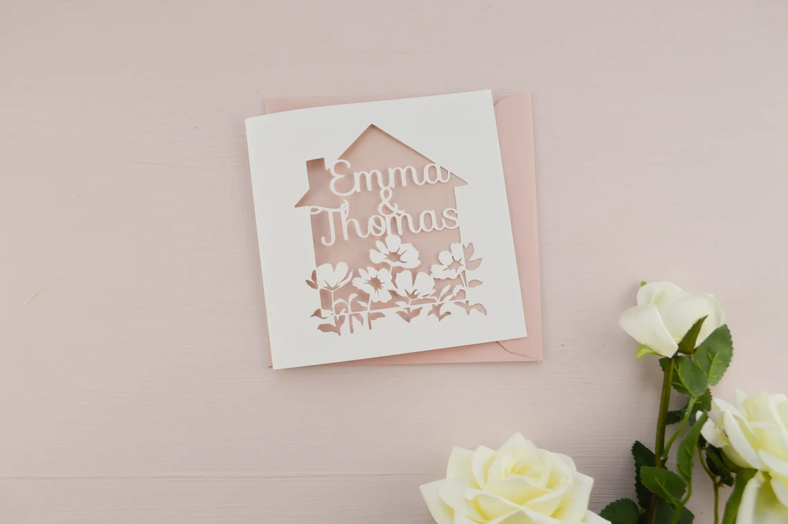 Floral House Papercut Card