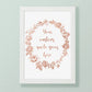 Custom Quote Foil Floral Wreath Print Unframed