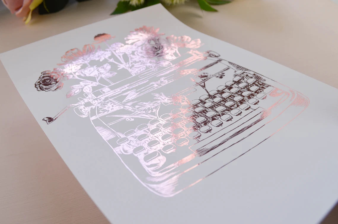 Foil Floral Typewriter Print