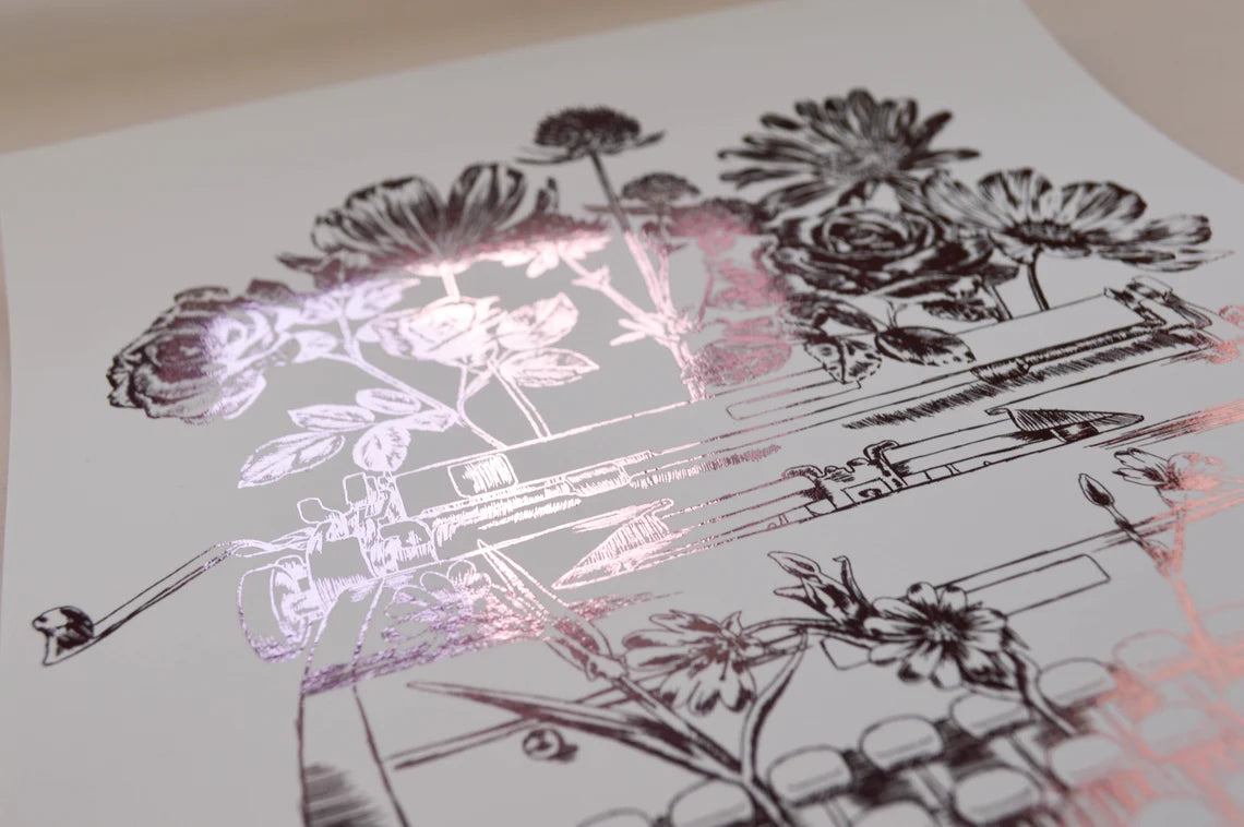 Foil Floral Typewriter Print