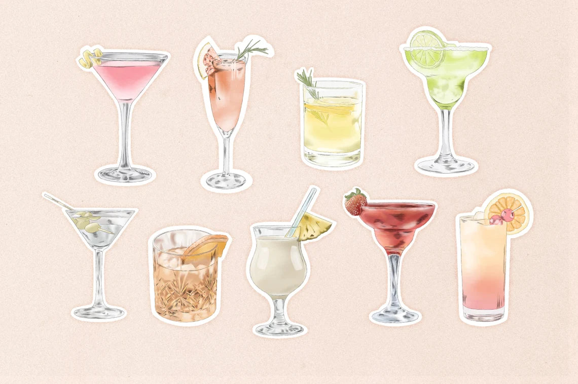 Cocktail Drinks Stickers Large