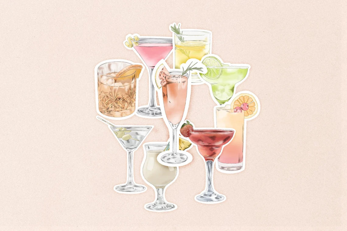 Cocktail Drinks Stickers Large