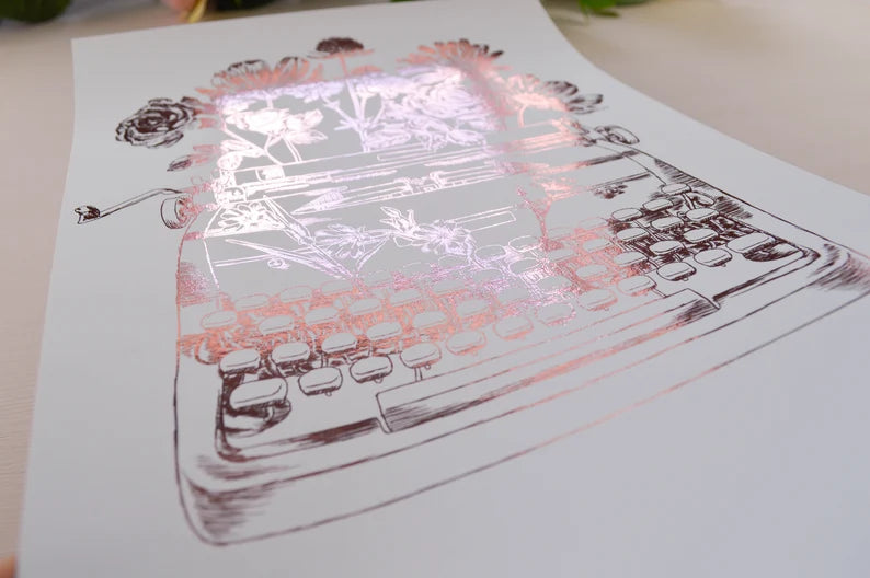 Foil Floral Typewriter Print