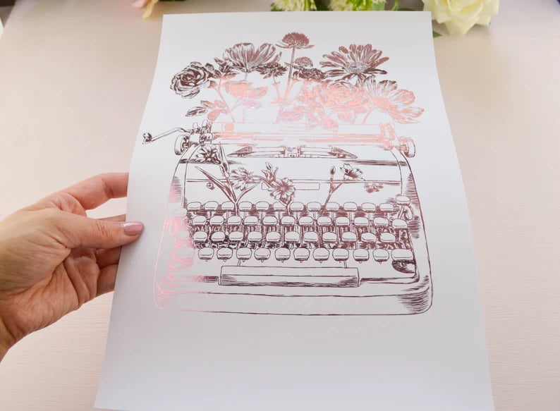 Foil Floral Typewriter Print