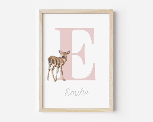 Personalised Woodland Initial Letter Print