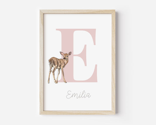 Personalised Woodland Initial Letter Print